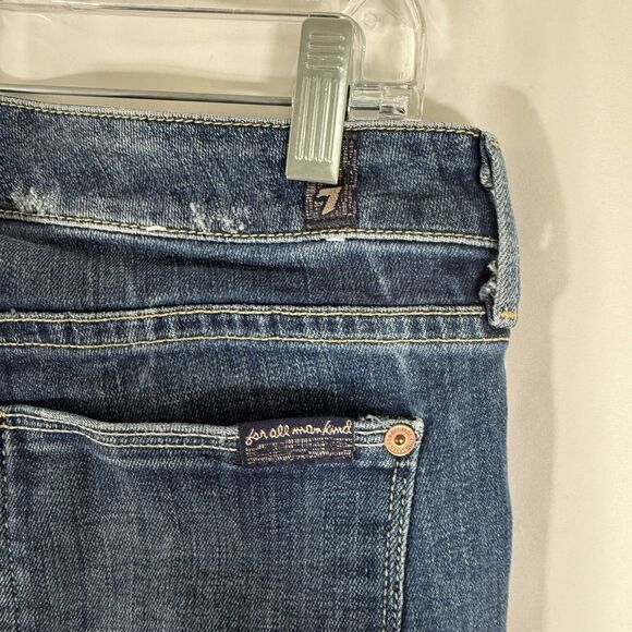 7 for all Mankind Flared Jeans Women's 29 Dark Wash Denim Low Rise Cotton Blend - Picture 15 of 15